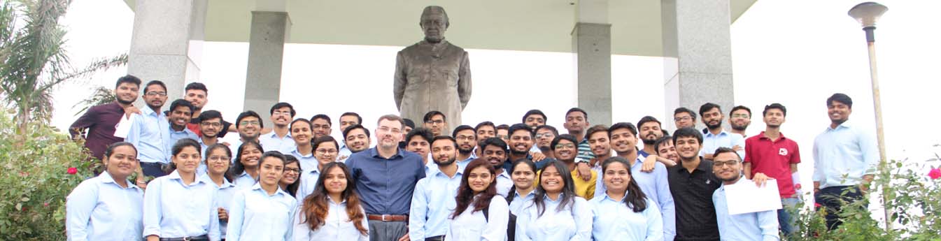 Prof. Carsten Mueller of Germany with Students of JUET Guna at Nehru Plaza